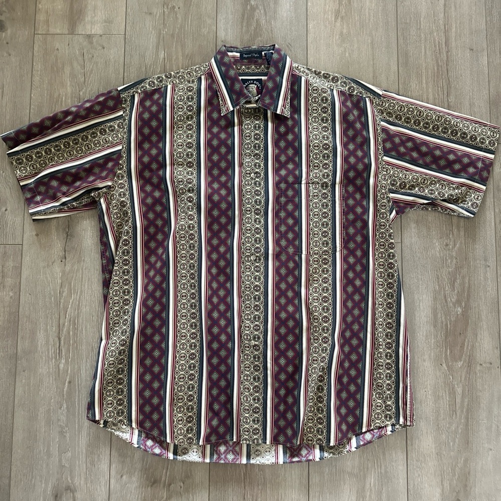Salty Dog Imperial‎ Poplin Men’s Large Short Sleeve Button Up Shirt Mexican